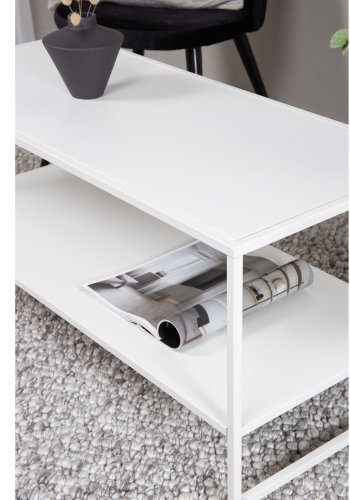 VENTURE DESIGN Staal sofabord, m. hylde - hvid stl (101,6x43,2)