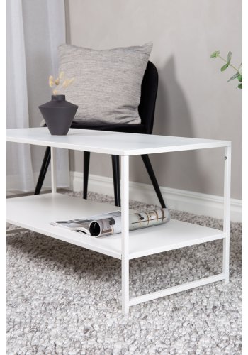VENTURE DESIGN Staal sofabord, m. hylde - hvid stl (101,6x43,2)