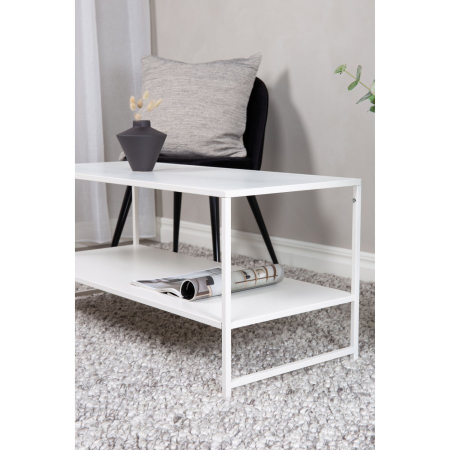 VENTURE DESIGN Staal sofabord, m. hylde - hvid stl (101,6x43,2)