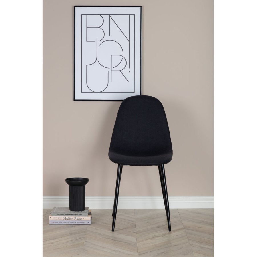 VENTURE DESIGN Polar spisebordsstol - sort polyester og sort metal