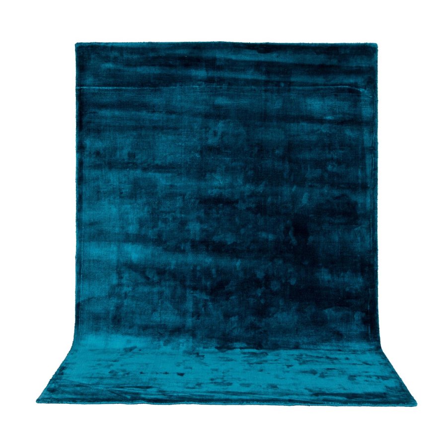 VENTURE DESIGN Indra gulvtppe - turkis viskose og bomuld (250x350)