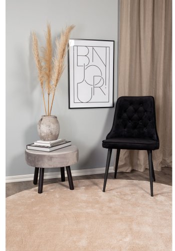 VENTURE DESIGN Velvet Deluxe spisebordsstol, m. armln - sort velour og sort metal