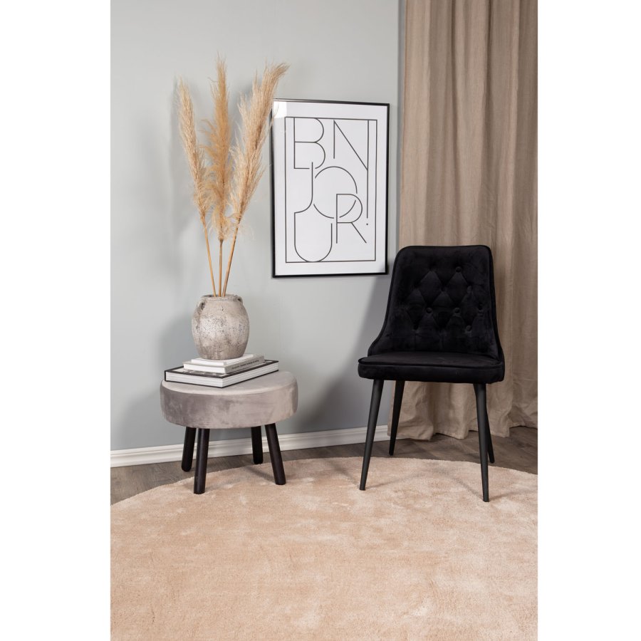 VENTURE DESIGN Velvet Deluxe spisebordsstol, m. armln - sort velour og sort metal