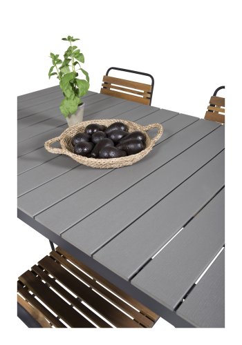 VENTURE DESIGN rektangulr Levels havebord m. udtrk - gr, sort aluminium