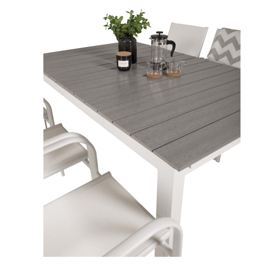 VENTURE DESIGN rektangulr Levels havebord m. udtrk - gr, hvid aluminium (160/240x90)