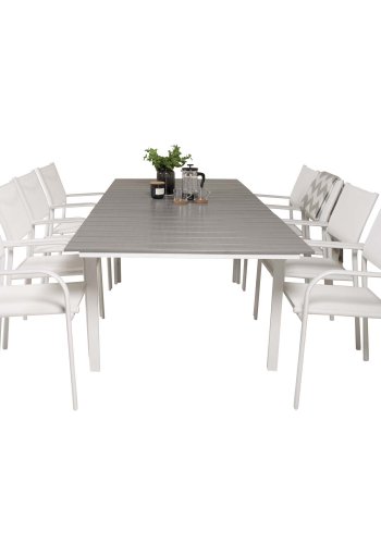 VENTURE DESIGN rektangulr Levels havebord m. udtrk - gr, hvid aluminium (160/240x90)