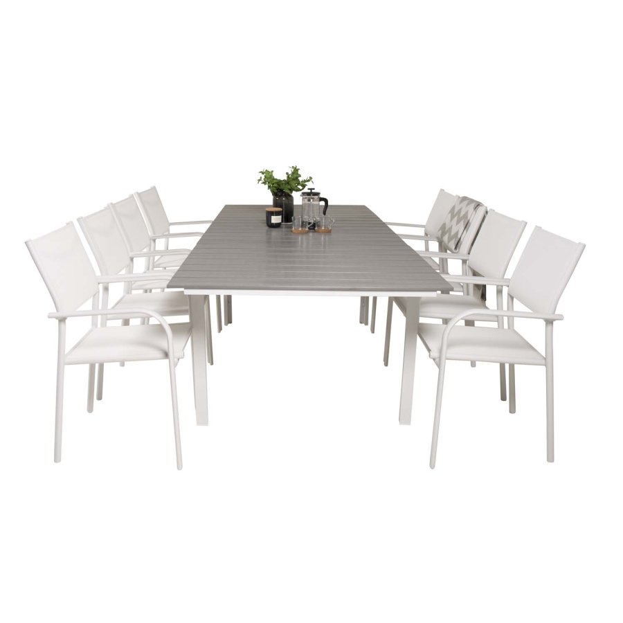 VENTURE DESIGN rektangulr Levels havebord m. udtrk - gr, hvid aluminium (160/240x90)