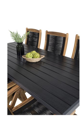 VENTURE DESIGN Peter havestol m. armln og 5 positioner - natur akacietr og sort reb