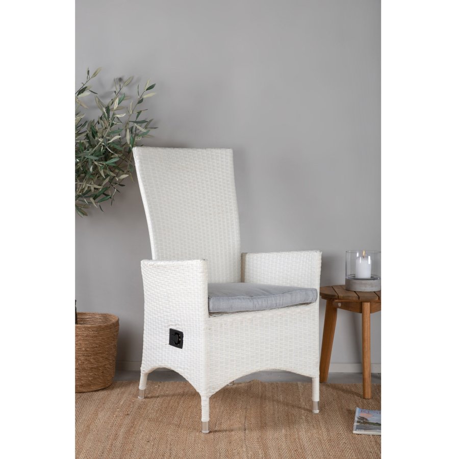 VENTURE DESIGN Padova - Recliner - White Wicker/grey cushion