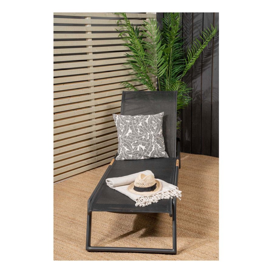 VENTURE DESIGN Mexico udendrs liggestol - sort stof og aluminium 