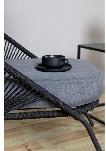 VENTURE DESIGN Lindos loungestol, m. hynde - sort polyester reb, aluminium og stl