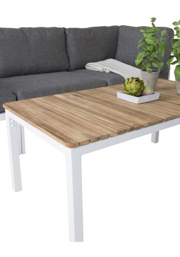 VENTURE DESIGN rektangulr Brasilia havebord - natur teaktr og hvid aluminium (110x60)