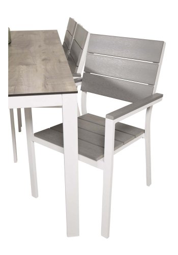 VENTURE DESIGN rektangulr Llama havebord - gr HPL og hvid aluminium (205x100)