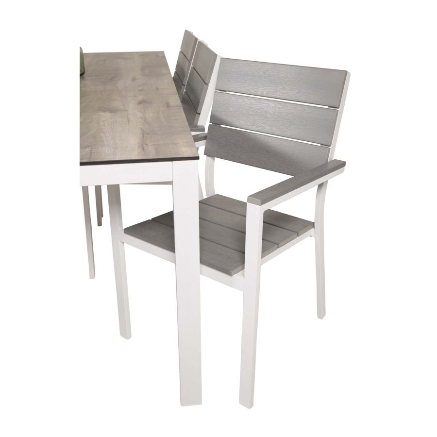 VENTURE DESIGN rektangulr Llama havebord - gr HPL og hvid aluminium (205x100)