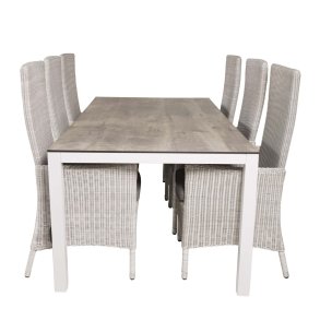 VENTURE DESIGN rektangulr Llama havebord - gr HPL og hvid aluminium (205x100)