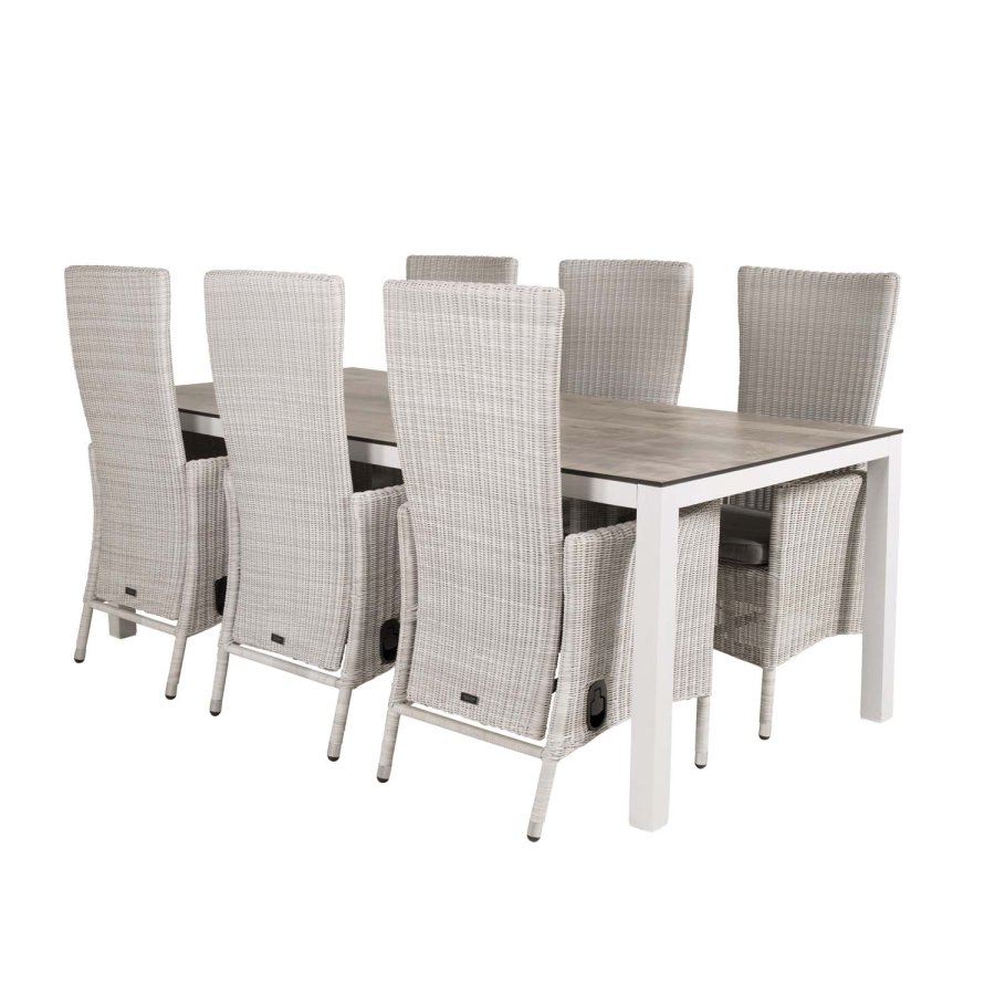 VENTURE DESIGN rektangulr Llama havebord - gr HPL og hvid aluminium (205x100)