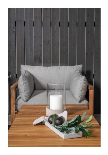 VENTURE DESIGN rektangulr Marion Double sofahavebnk m. armln - gr stof og natur akacietr 