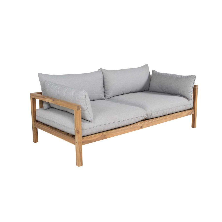 VENTURE DESIGN rektangulr Marion Double sofahavebnk m. armln - gr stof og natur akacietr 