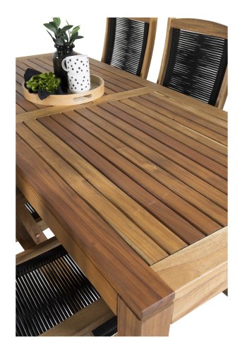 VENTURE DESIGN Peter havestol m. armln og 5 positioner - natur akacietr og sort reb