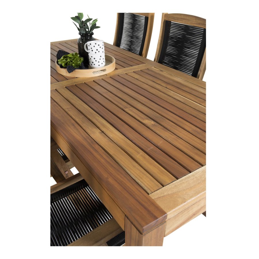 VENTURE DESIGN Peter havestol m. armln og 5 positioner - natur akacietr og sort reb