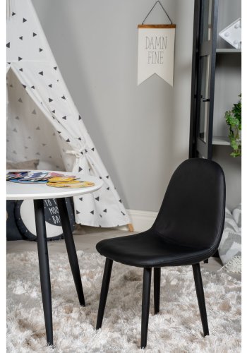 VENTURE DESIGN Plaza brnebord og 2 brnestole - hvid MDF/sort metal og sort PU/sort metal