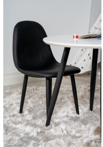 VENTURE DESIGN Plaza brnebord og 2 brnestole - hvid MDF/sort metal og sort PU/sort metal