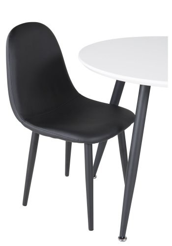 VENTURE DESIGN Plaza brnebord og 2 brnestole - hvid MDF/sort metal og sort PU/sort metal