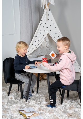 VENTURE DESIGN Plaza brnebord og 2 brnestole - hvid MDF/sort metal og sort fljl/sort metal