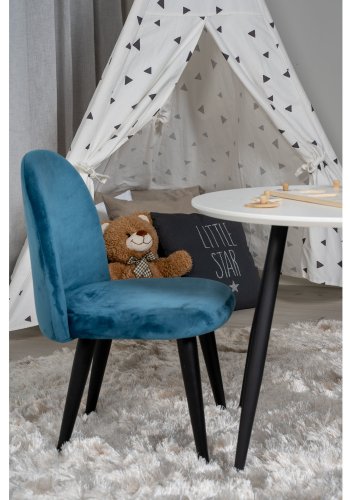 VENTURE DESIGN Plaza brnebord og 2 brnestole - hvid MDF/sort metal og bl fljl/sort metal