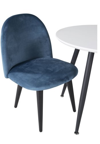 VENTURE DESIGN Plaza brnebord og 2 brnestole - hvid MDF/sort metal og bl fljl/sort metal