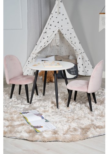 VENTURE DESIGN Plaza brnebord og 2 brnestole - hvid MDF/sort metal og lyserd fljl/sort metal