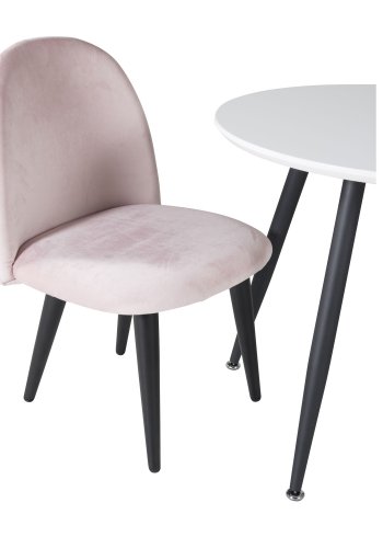 VENTURE DESIGN Plaza brnebord og 2 brnestole - hvid MDF/sort metal og lyserd fljl/sort metal