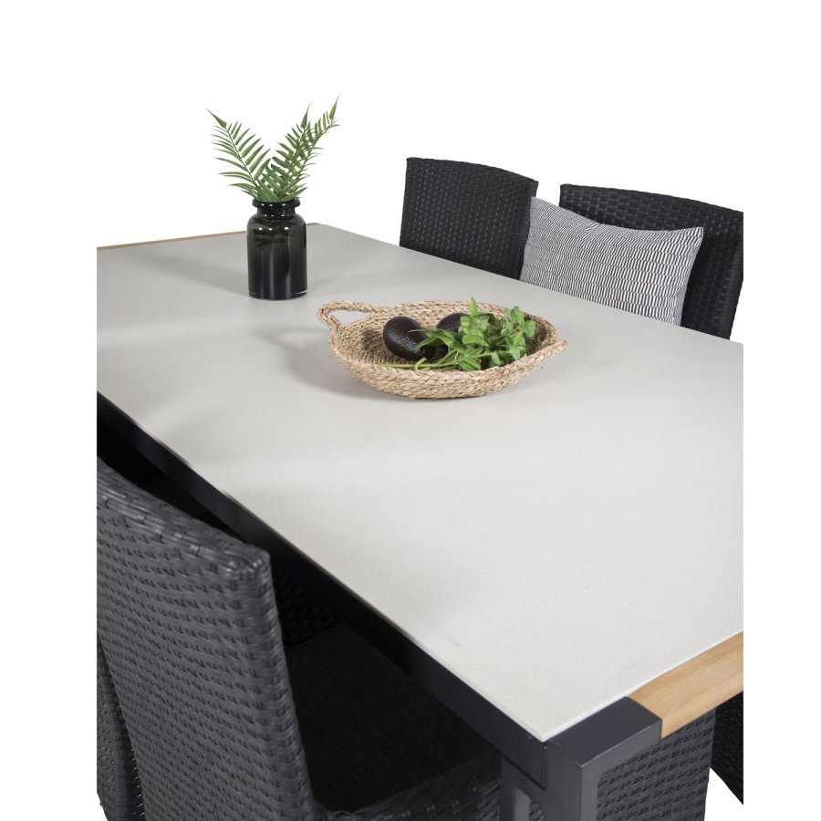 VENTURE DESIGN havest, m. Texas bord (200x100) og 6 Malin stole, m. armln - teak/alu/flet