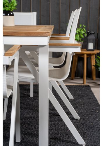 VENTURE DESIGN havest, m. Panama bord, m. udtrk og 6 Mexico stole, m. armln - teak/alu/textilene