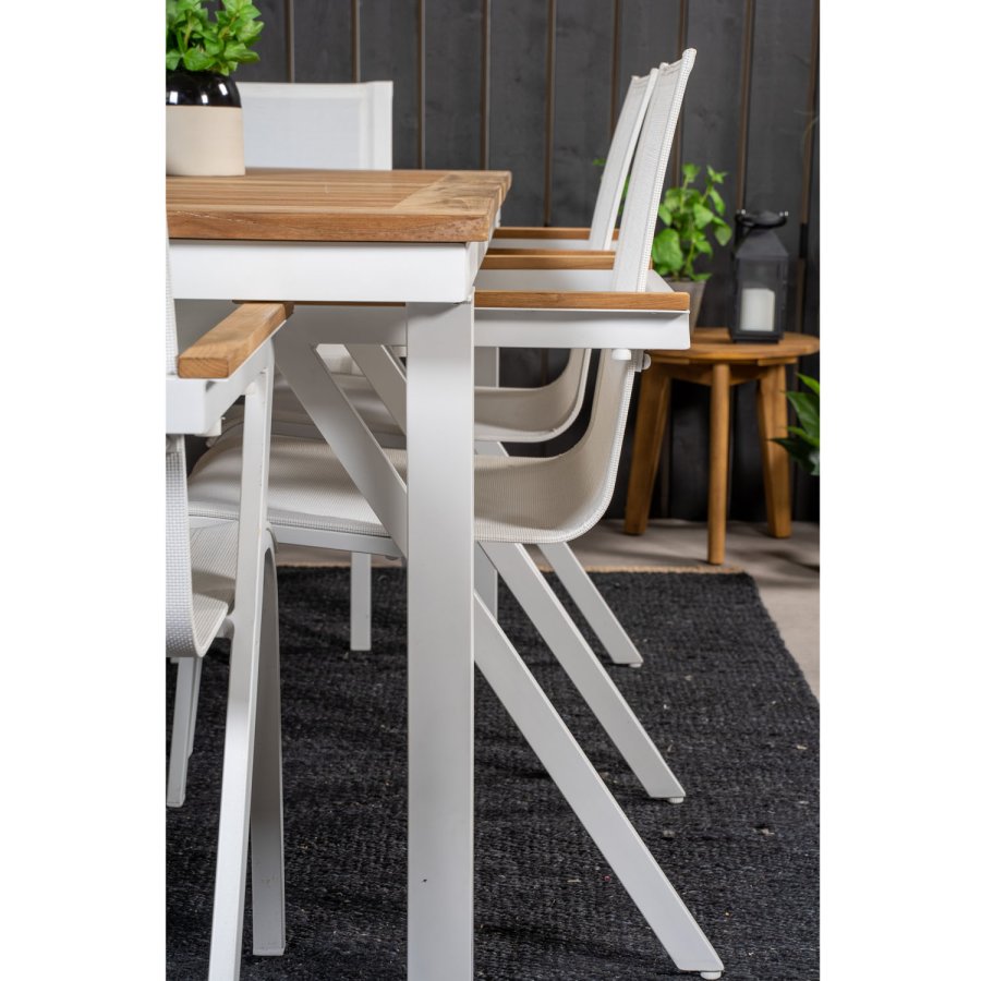 VENTURE DESIGN havest, m. Panama bord, m. udtrk og 6 Mexico stole, m. armln - teak/alu/textilene