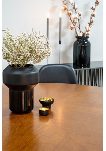 VENTURE DESIGN Copenhagen spisebordsst, m. 6 stole - brun finer/sort metal og sort PU/sort metal