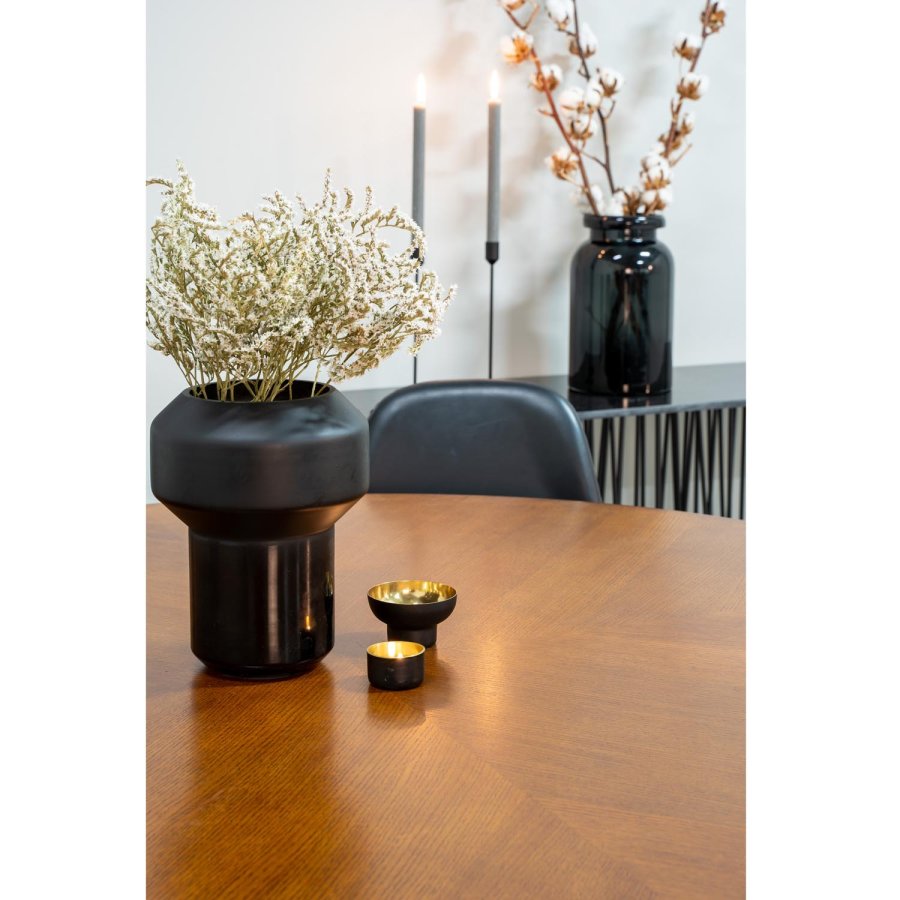 VENTURE DESIGN Copenhagen spisebordsst, m. 6 stole - brun finer/sort metal og sort PU/sort metal