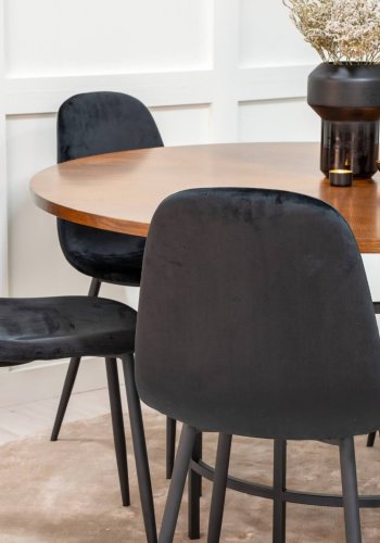 VENTURE DESIGN Polar Diamond spisebordsstol - sort velour og sort metal