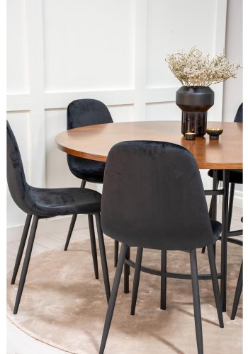 VENTURE DESIGN Copenhagen spisebordsst, m. 6 stole - brun finer/sort metal og sort fljl/sort metal