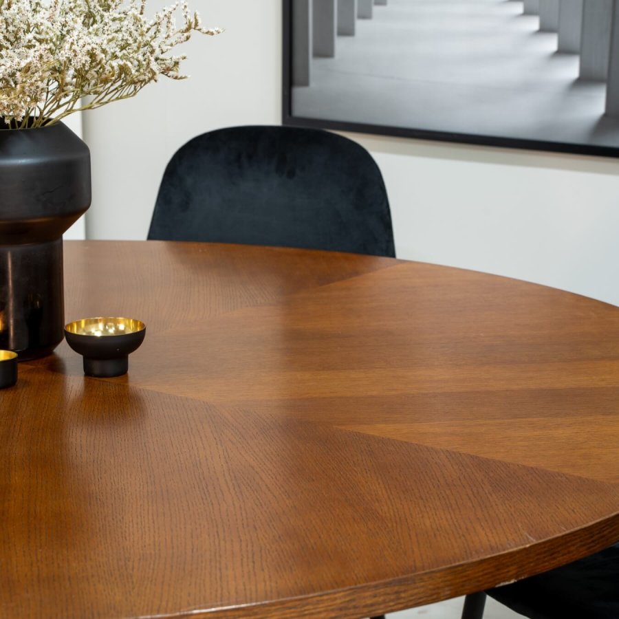 VENTURE DESIGN Polar Diamond spisebordsstol - sort velour og sort metal