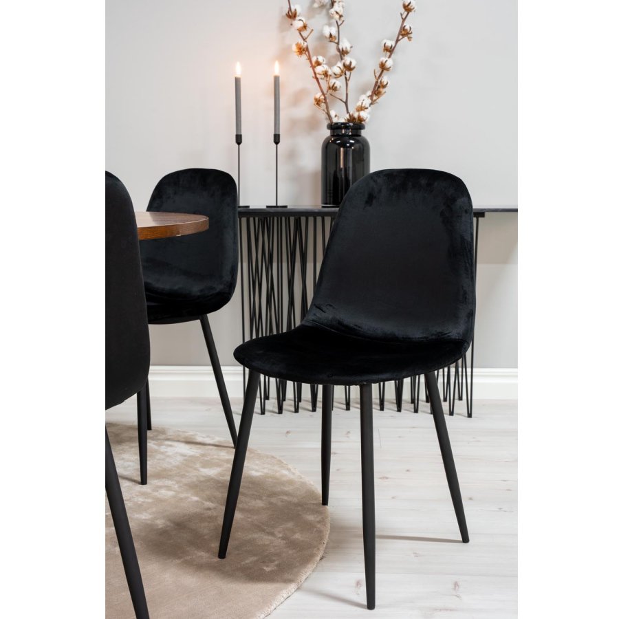 VENTURE DESIGN Copenhagen spisebordsst, m. 6 stole - brun finer/sort metal og sort fljl/sort metal