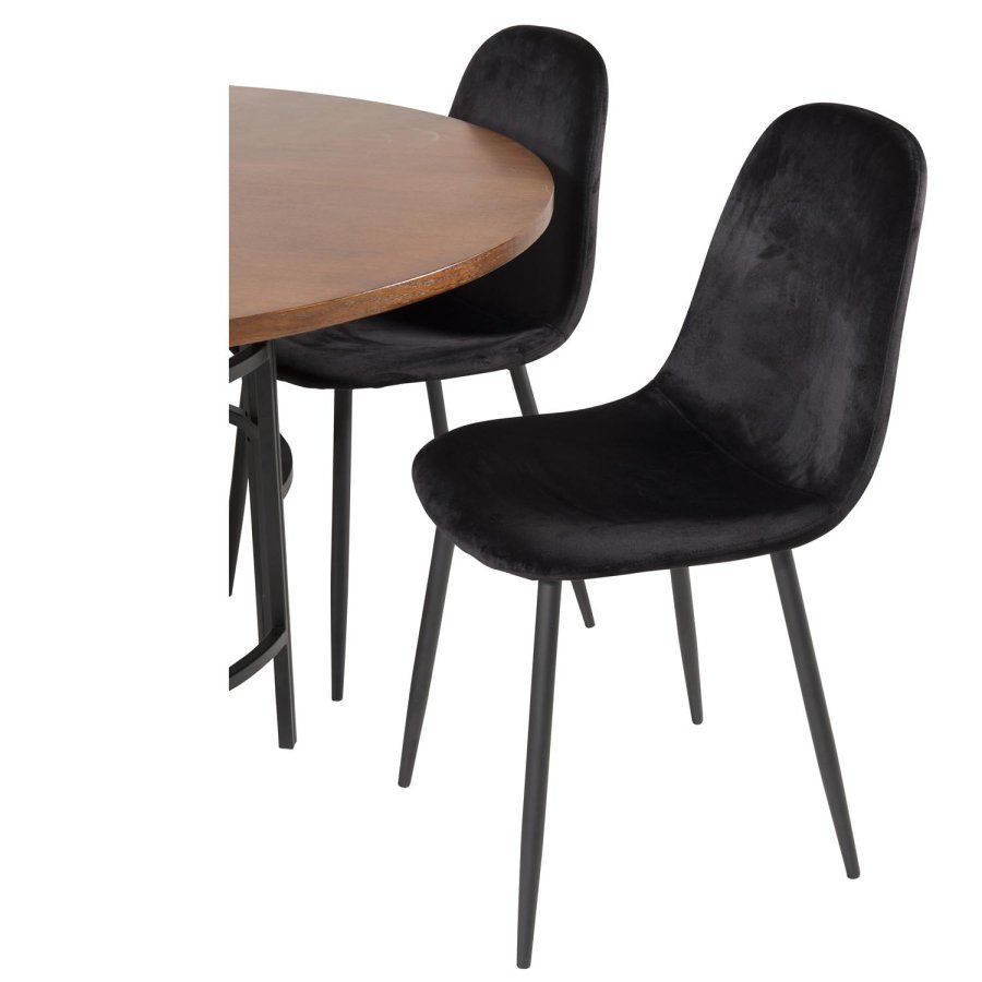 VENTURE DESIGN Copenhagen spisebordsst, m. 6 stole - brun finer/sort metal og sort fljl/sort metal