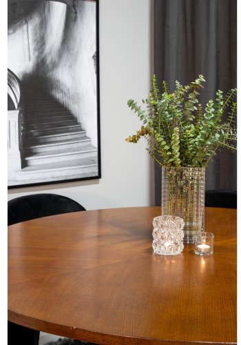 VENTURE DESIGN Copenhagen spisebordsst, m. 6 stole - brun finer/sort metal og sort fljl/sort metal