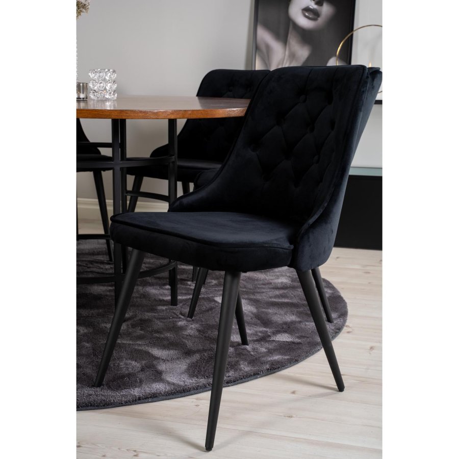 VENTURE DESIGN Copenhagen spisebordsst, m. 6 stole - brun finer/sort metal og sort fljl/sort metal