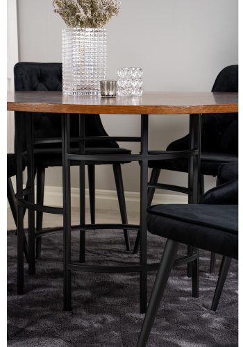 VENTURE DESIGN Copenhagen spisebordsst, m. 6 stole - brun finer/sort metal og sort fljl/sort metal