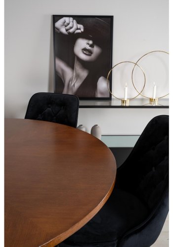 VENTURE DESIGN Copenhagen spisebordsst, m. 6 stole - brun finer/sort metal og sort fljl/sort metal