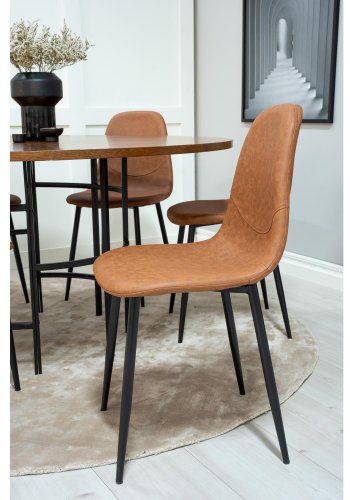 VENTURE DESIGN Copenhagen spisebordsst, m. 6 stole - brun finer/sort metal og brun PU/sort metal