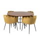 VENTURE DESIGN Copenhagen spisebordsst, m. 4 stole - brun finer/sort metal og gul fljl/sort metal