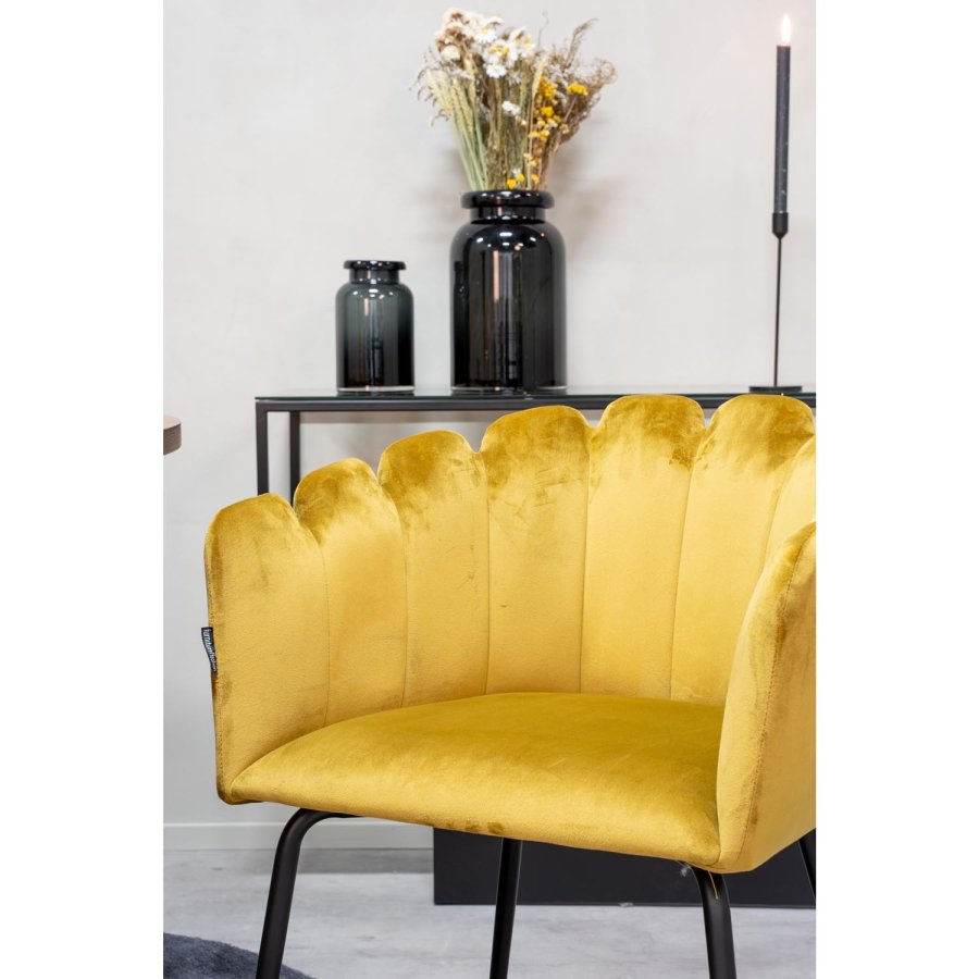 VENTURE DESIGN Copenhagen spisebordsst, m. 4 stole - brun finer/sort metal og gul fljl/sort metal