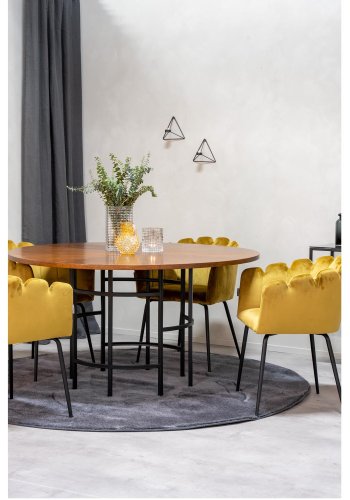 VENTURE DESIGN Copenhagen spisebordsst, m. 4 stole - brun finer/sort metal og gul fljl/sort metal